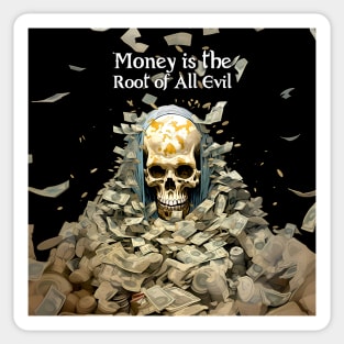 Halloween Skull: Money is the Root of All Evil Sticker